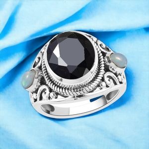 🔥PRICE DROP🔥NWT AUSTRALIAN MIDNIGHT SAPPHIRE & ETHIOPIAN OPAL .925 RING SZ 8